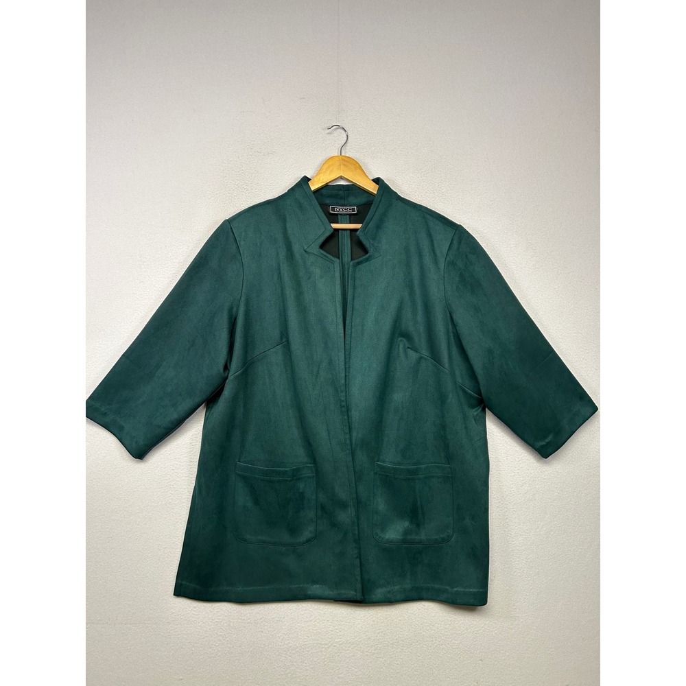Minimalist NYCC New York Clothing Co Womens XL Green Faux Suede Open Blazer